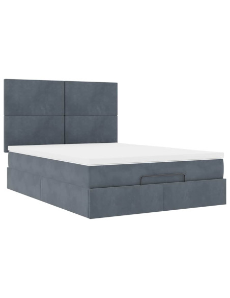 Struttura Letto Pouf con Materassi 140x200 cm in Velluto
