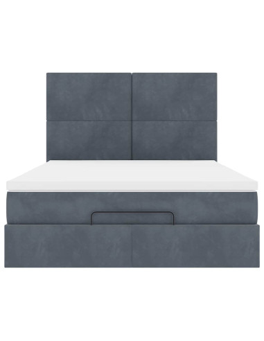 Struttura Letto Pouf con Materassi 140x200 cm in Velluto