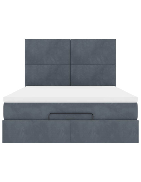 Struttura Letto Pouf con Materassi 140x200 cm in Velluto