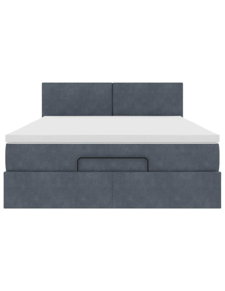 Struttura Letto Pouf con Materasso 140x200 cm in Velluto