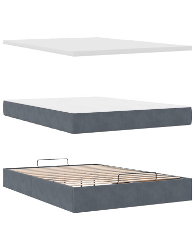 Struttura Letto Pouf con Materasso 140x200 cm in Velluto