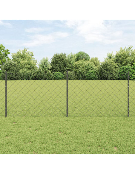 Recinzione a Maglie Chain Link  con 10 Pali U Grigio 0.8x10 m Acciaio