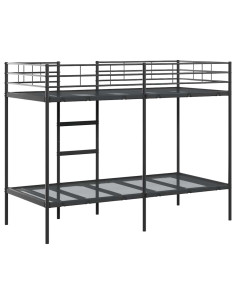 Letto a Castello senza Materasso Nero 100x190 cm in Acciaio 2