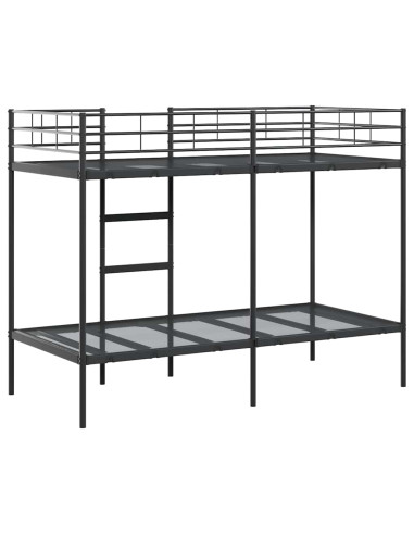 Letto a Castello senza Materasso Nero 100x190 cm in Acciaio