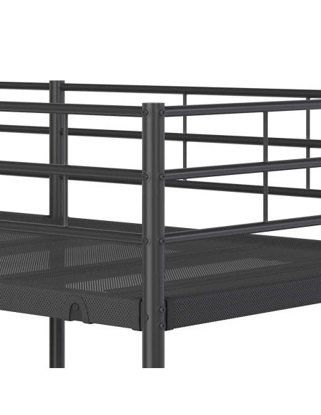 Letto a Castello senza Materasso Nero 100x190 cm in Acciaio