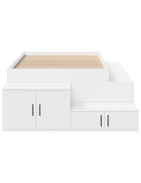 Telaio Letto Magazzino Set di 3 Bianco Legno massello, Truciolare