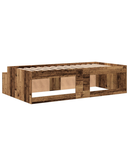 Struttura Letto Contenitore  Legno Invecchiato 75x190 cm