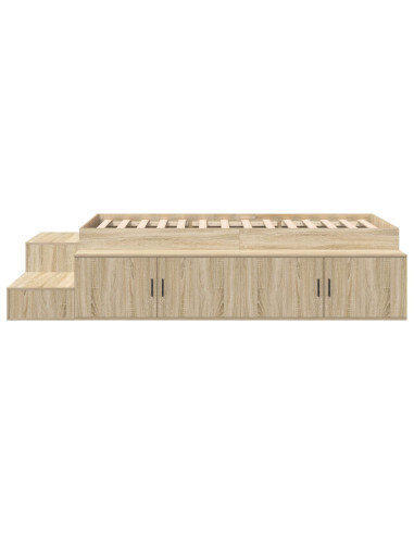 Struttura letto con contenitore Rovere Sonoma 100 cm