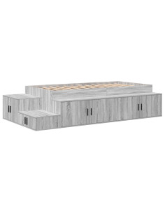 Struttura letto con contenitore Grigio Sonoma 100 cm 2