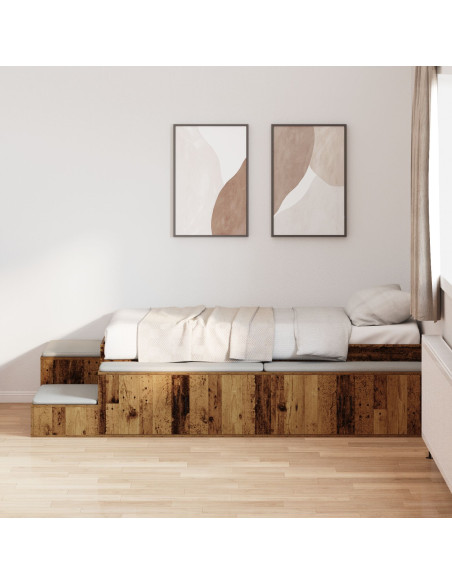 Struttura letto con contenitore Legno vecchio 100 cm