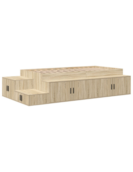 Struttura letto con contenitore Rovere Sonoma 90 cm