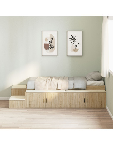 Struttura letto con contenitore Rovere Sonoma 90 cm