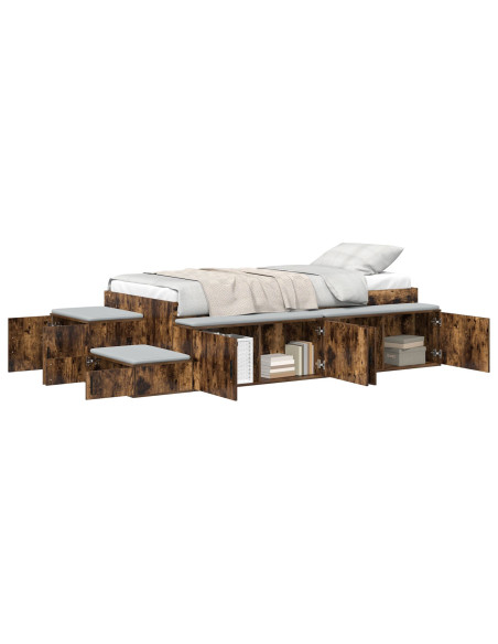 Letto contenitore in rovere affumicato 90x200 cm