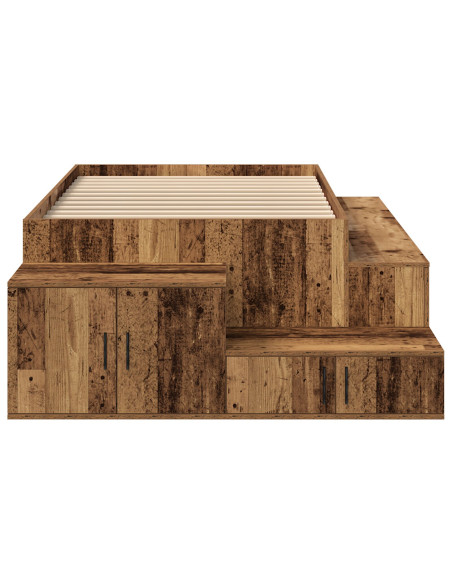 Struttura Letto con Spazio di Archiviazione in Legno Antico 90x200 cm