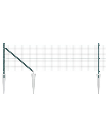 Recinzione in Filo Saldato  con 13 Pali a Picco Verde 0.8x50 m Acciaio