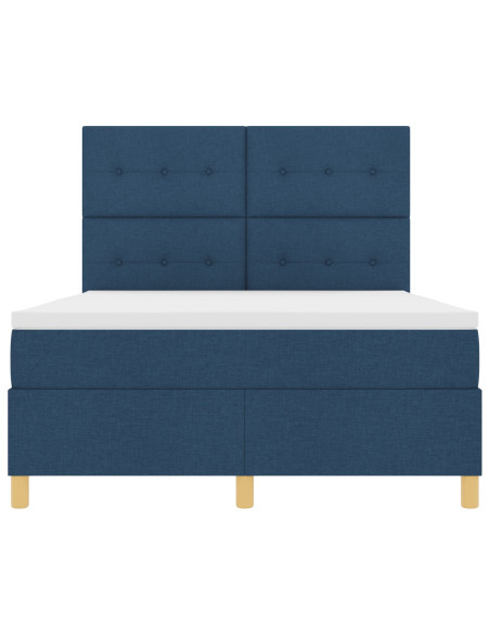 Struttura Letto con Materasso Blu Tessuto 140 x 190 cm
