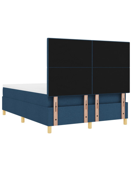 Struttura Letto con Materasso Blu Tessuto 140 x 190 cm