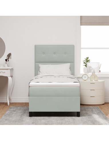 Letto a Sorgente LED Grigio chiaro 90 x 200 cm Tessuto