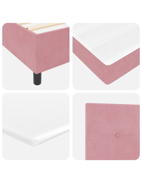 Letto Box Spring con Materasso e LED Rosa 100x200 cm Velluto