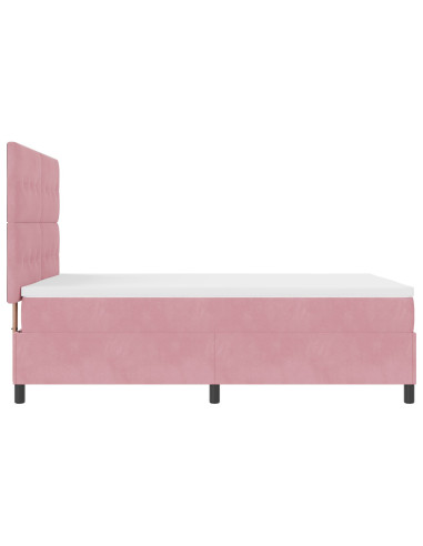 Letto a Sorgente LED con materasso Rosa 140 x 190 cm Tessuto