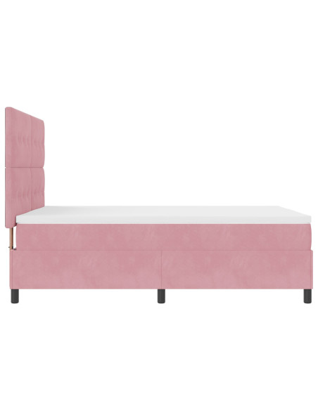 Letto Box Spring con Materasso e LED Rosa 140x190 cm Velluto