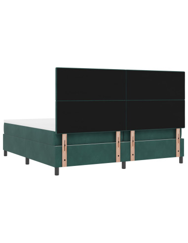 Letto a Sorgente LED Verde Scuro 200 x 200 cm Tessuto
