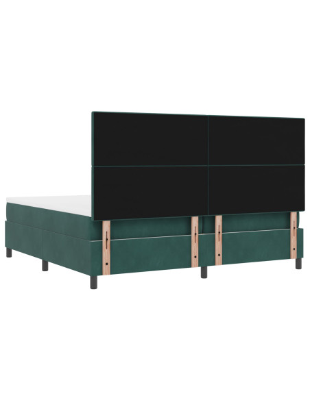 Letto Box Spring con Materasso e LED Verde Scuro 200x200 cm Velluto