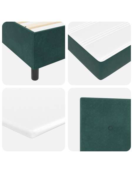 Letto Box Spring con Materasso e LED Verde Scuro 200x200 cm Velluto