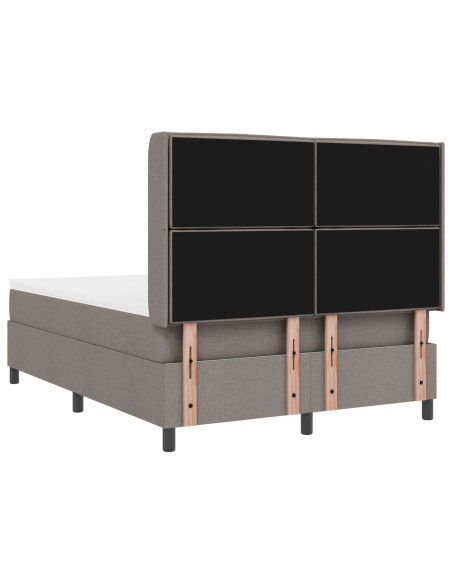 Letto a Molla Box con Materasso e LED Tortora 140x200 cm Tessuto