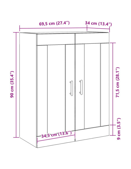 Highboard Nero Rovere 69,5x34x90 cm Legno Composito