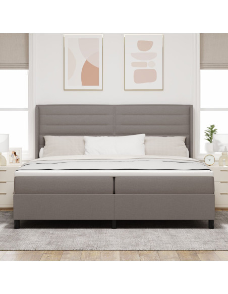 Letto a Molle con Materasso e LED Tortora 200x200 cm Tessuto