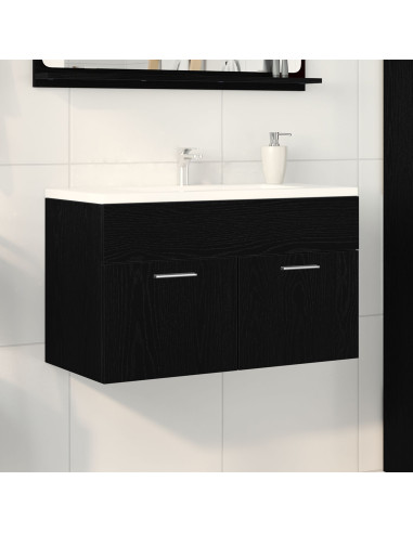 Armadio sottolavello con porta Rovere Nero 38,5 x 100 x 46 cm