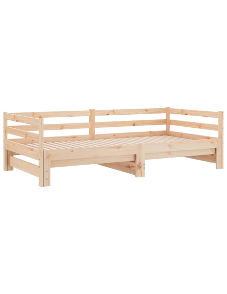 Divano Letto Estraibile in Legno Massello di Pino 2x(90x200) cm