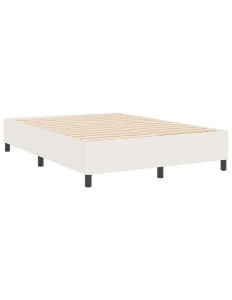 Letto con Rete da Box Crema 140x200 cm in Tessuto Corduroy