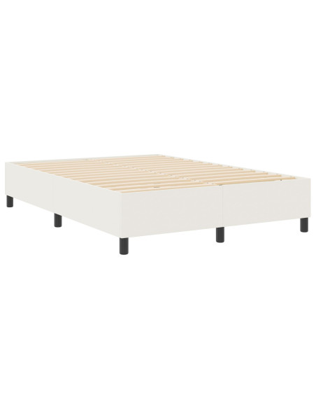 Letto con Rete da Box Crema 140x200 cm in Tessuto Corduroy