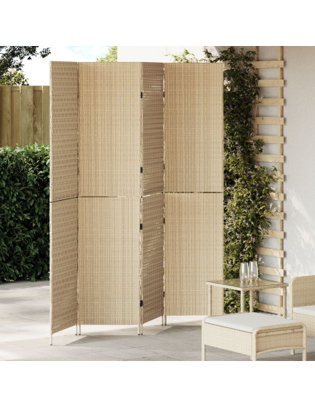 Divisori per stanze Beige Legno, Tessuto 4 pannelli, altezza 200 cm
