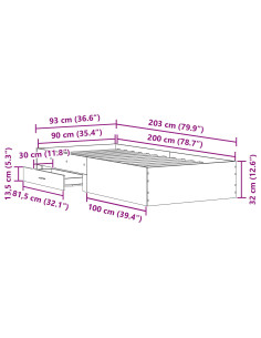 Struttura del letto Legno vecchio 90 x 200 cm Legno multistrato 2