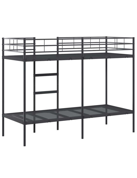 Letto a Castello senza Materasso Nero 80x200 cm in Acciaio