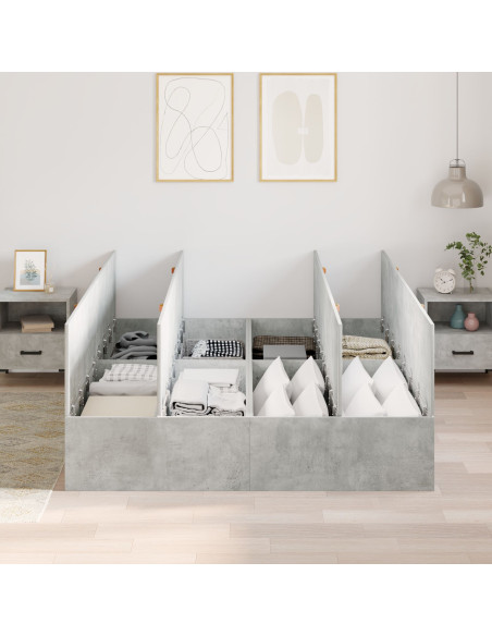 Struttura Letto con Contenitore  Grigio Cemento 140x200 cm