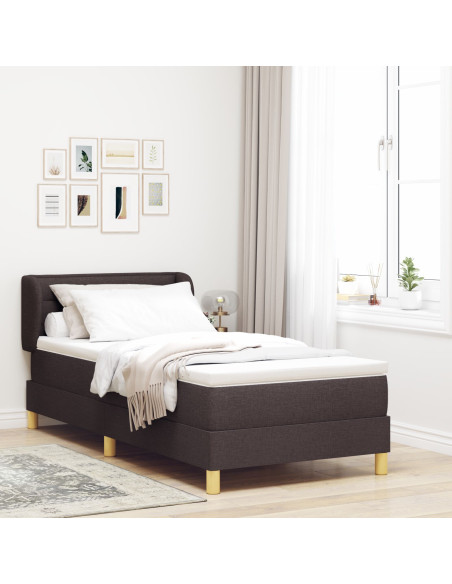 Letto Box Spring con Materasso Marrone Scuro 100x200 cm Tessuto