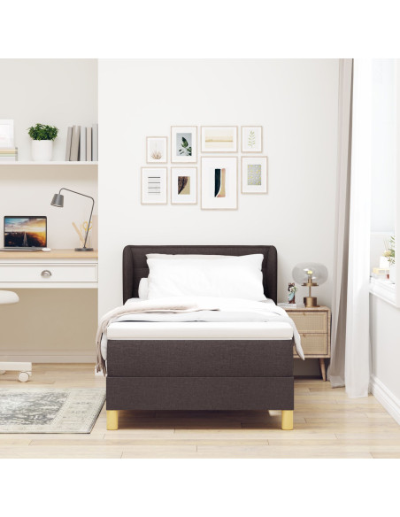 Letto Box Spring con Materasso Marrone Scuro 100x200 cm Tessuto