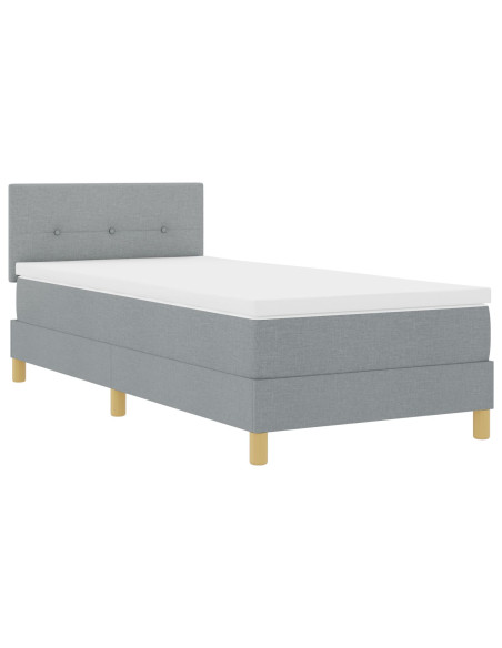 Letto con Box Spring con Materasso Grigio Chiaro 100x200 cm Tessuto