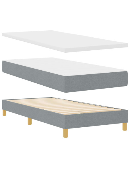 Letto con Box Spring con Materasso Grigio Chiaro 100x200 cm Tessuto