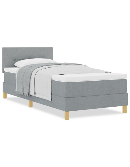 Letto con Box Spring con Materasso Grigio Chiaro 100x200 cm Tessuto