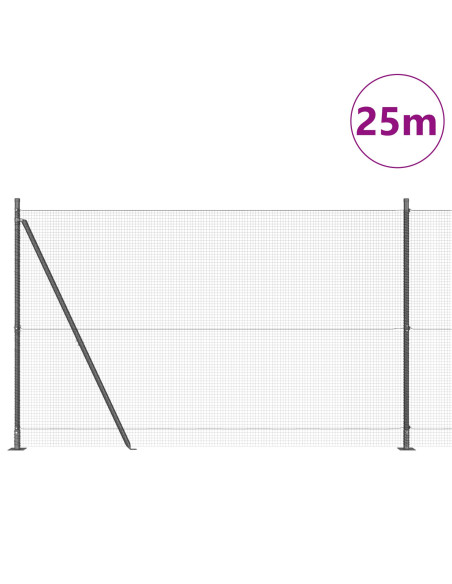 Recinzione a Filo Saldato  con 13 Post Flangiati Grigio 1.4x25 m Acciaio