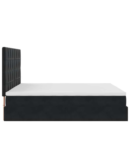 Struttura Letto Pouf con Materassi Nero 160x200 cm in Velluto