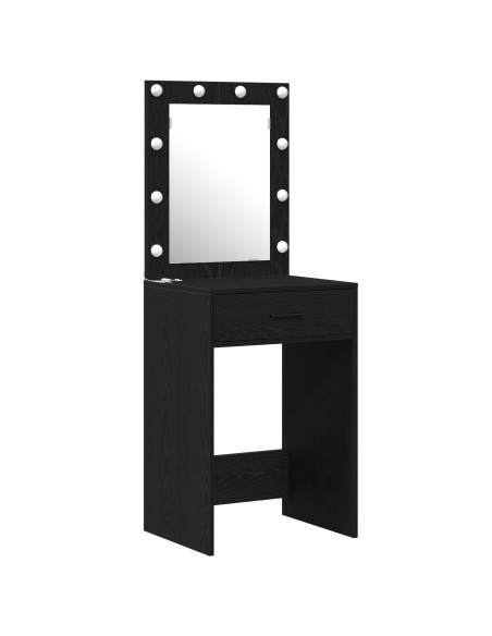 Set di Toeletta 3 Pezzi con LED Nero in Legno Ingegnerizzato