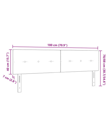 Testiera  Imbottita Grigio Chiaro 180 cm in Velluto