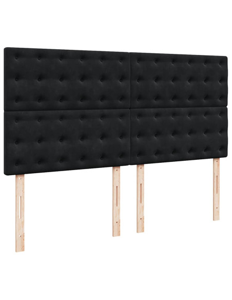 Struttura Letto Pouf con Materassi Nero 160x200 cm in Velluto