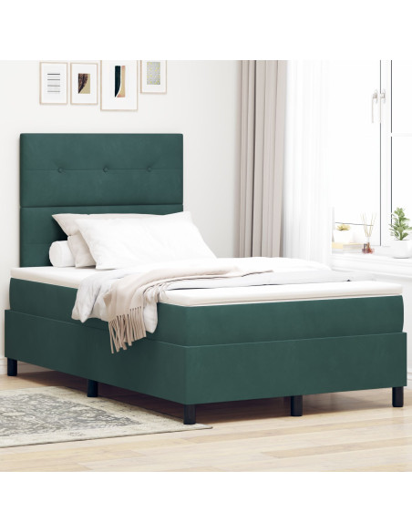 Letto Box Spring con Materasso Verde Scuro 120x200 cm Velluto